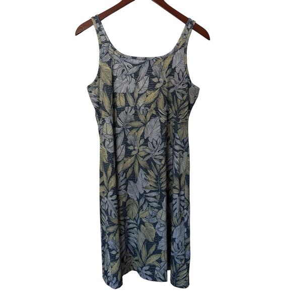 Columbia Blue and Green Leaf Print Mini Dress - Picture 1 of 9